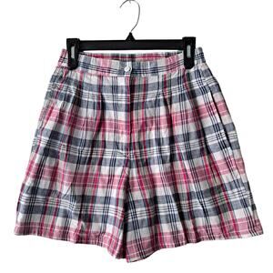 Woolrich Womens Multicolor Plaid Vintage Retro Pleated High Rise Shorts Size S